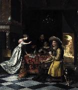 Pieter de Hooch Card Players at a Table oil painting reproduction